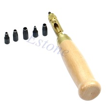 A96 Free Shipping Screw Hole Punch/Auto Leather Tool Book Drill 6 tip sizes 1.5,2,2.5,3,3.5,4mm