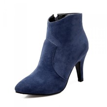 women boots 2015 fashion autumn winter platform Thin high heels ankle boots Suede Martin boots Femininas zapatos mujer Plus size