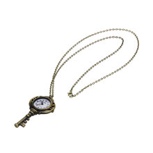Bronze Lovely Vintage Key Design Quartz Watches Women Necklace Gift Vintage Pocket Watch Key Chains Key