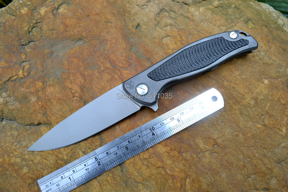 Shirogorov 95 folding Knife top quality hunting pocket knife stonewashed blade Titanium handle survival camping hunting
