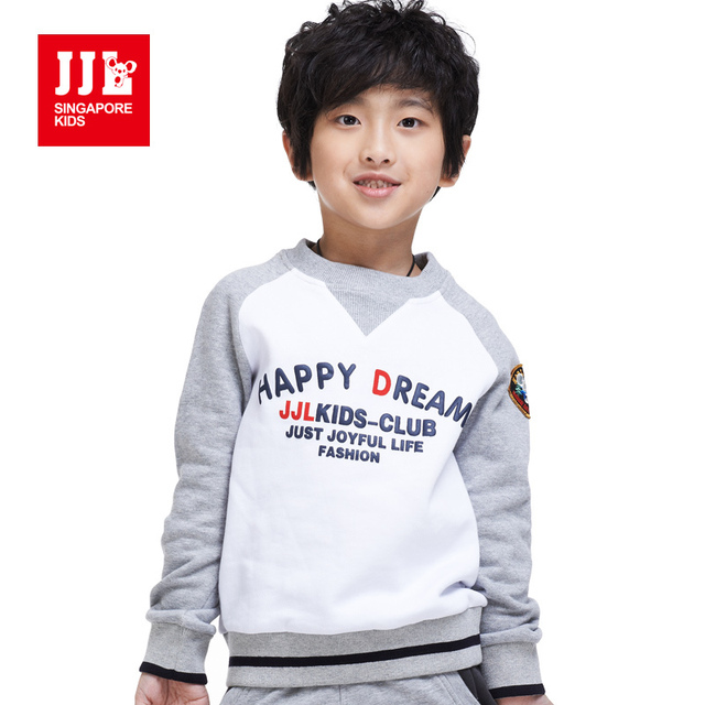 Мальчики зимние sweatershirts круглым воротом письмо печати модный контрастность цвет мальчиков одежда 2015 модные мальчики одежда дети толстовки