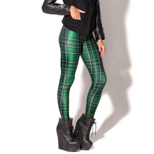 Lgs3145 New Fashion Women’s Pants Plus Size Galaxy Tartan Green Digital Print Skinny Leggings For autumn