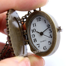 Bronze White Lady Beauty Quartz Pocket Watch Necklace Pendant Girl Women P62