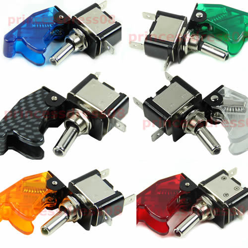 Free Shipping 1PC 12V Car Racing On Off Aircraft Type LED Toggle Switch Control Clear Cover