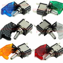 Free Shipping 1PC 12V Car Racing On Off Aircraft Type LED Toggle Switch Control Clear Cover 5Color