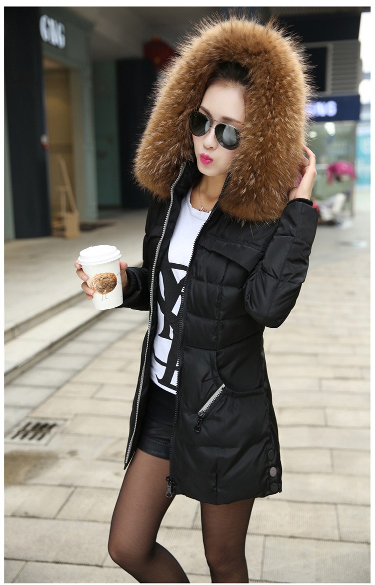 2015 Hot Sale Korean Women Fashion Long Coat Solid Slim With Hooded Jacket Women Winter Coat Female Plus Size Zipper Coat JT143 (1)