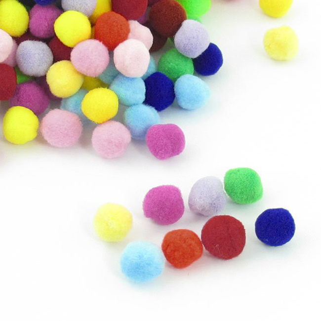 Its hot! 200 Pcs 10mm Dia Plush Colorful Pom Ball Sew On Clothes Trousers Bags