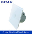 WELAIK Crystal Glass Panel Switch Wall Switch EU Touch Switch Screen Wall Light Switch 1gang1way AC110