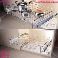 1Pc Kitchen Pantry Pull Out Sliding Metal Basket Drawer