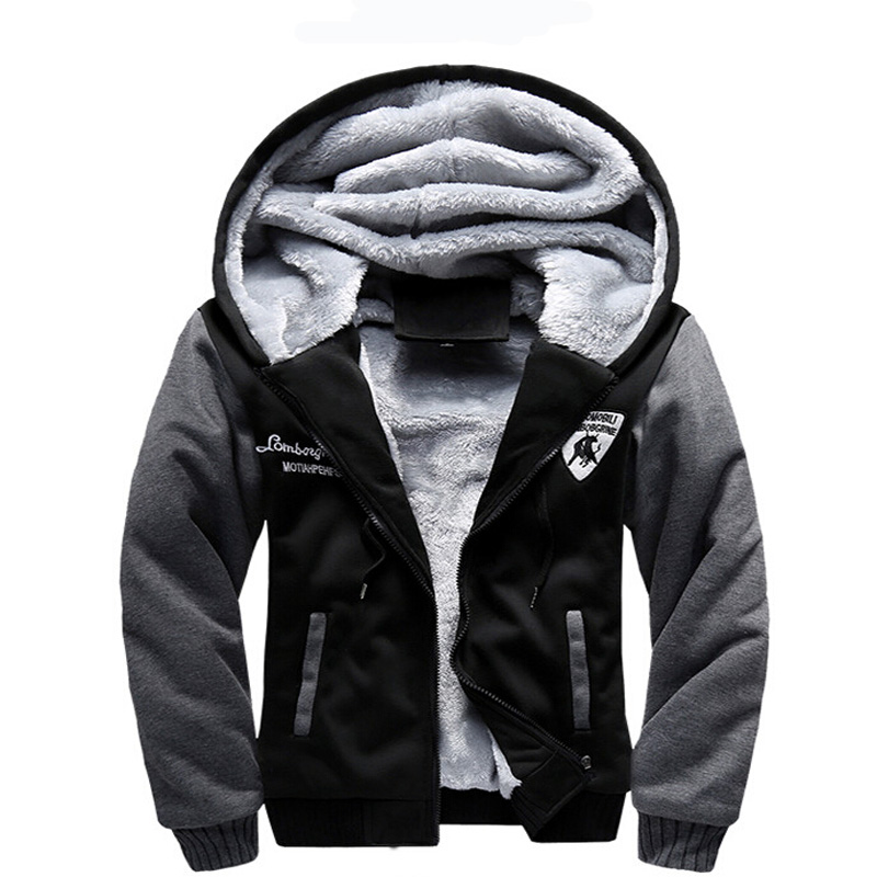 winter hoodies bomber baseball slim zipper thickened fleece outwear coat sport plus size men s sweatshirt