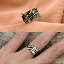Antique Women’s Men’s Leaf Feather Ring Finger Ring Fashion Jewelry