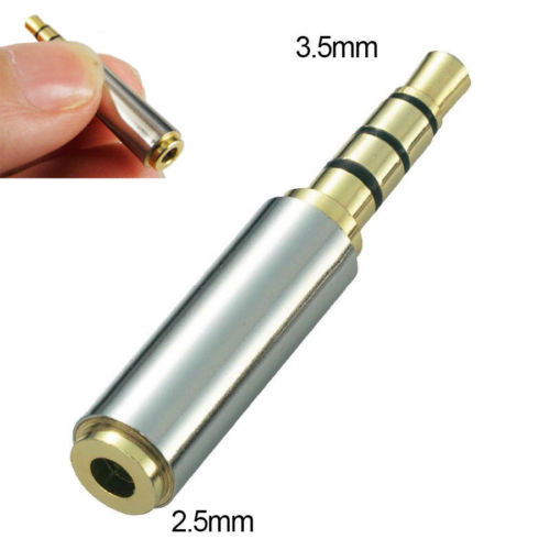 Gold 3 5mm Male to 2 5mm Female Stereo Audio Headphone MIC Adapter Converter
