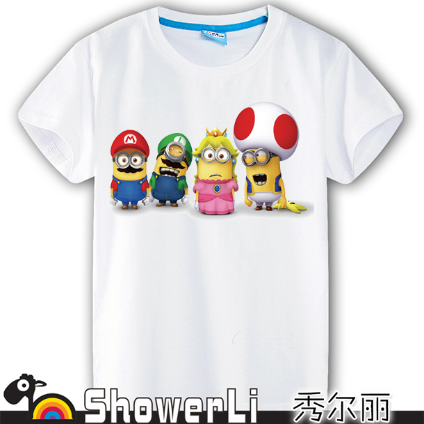 Cotton short sleeve children t shirts cute cartoon t shirt Despicable me game boys girls t