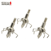3PCs/Lot Airsoft Outdoor Shooting Steel 32mm Archery Arrow Broadhead Hunting Military Sports Arrowheads For Compound Bow Silver