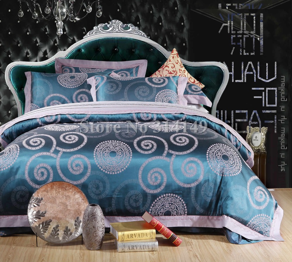 Wholesale,bedding sets 4pcs Queen/Full/King size elegant blue gray