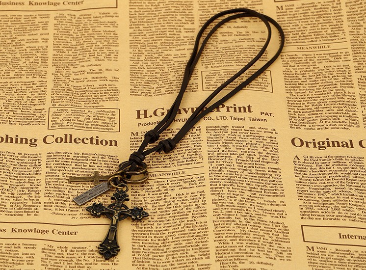 Collana Vintage Hot Sale Genuine Leather Cross Alloy Pendant Necklace Jesus Accessories Jewelry Long Rope Chain Colar Comp1824880814_2118088041