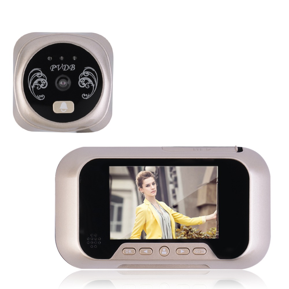 LCD Digital Ring Monitor Door Peephole Viewer Camera Cam Photograph Doorbell Home Security Door Bell Eye Support 32G Memory Card