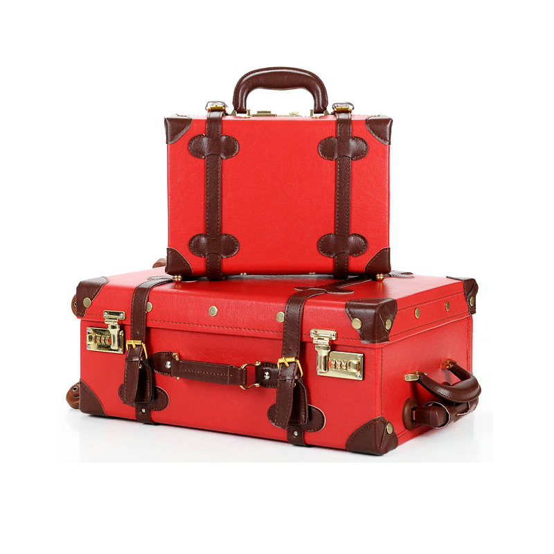 0 : Buy Fashion Women Travel Suitcase PU Leather Vintage Luggage Set Universal ...