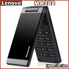 Dual SIM Original Lenovo MA388 Black 3.5inch Business Elders Flip Mobile Phone FM Flashlight Camera Bluetooth GSM Network