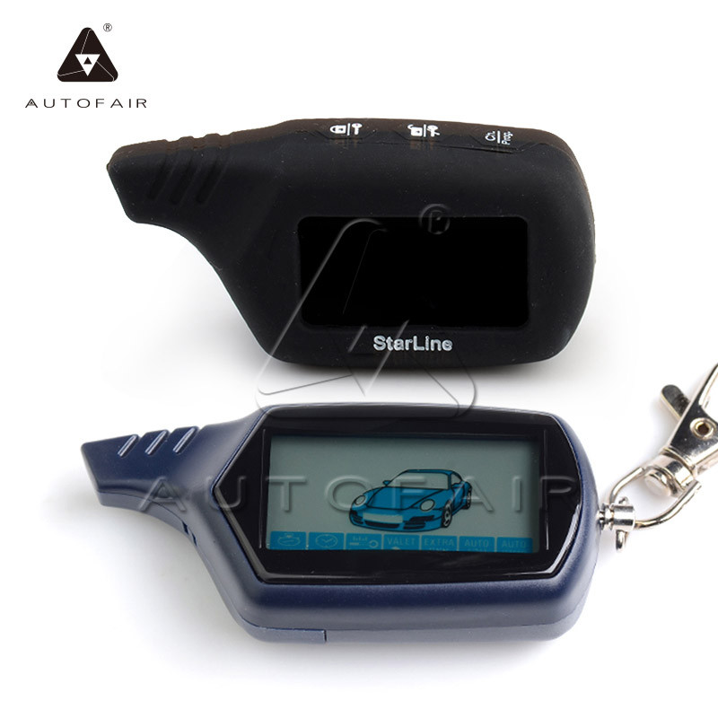 Russian two way car alarm system B9 LCD remote+black B9 lcd silicone case Wholesale 2 way car alarm B9 LCD remote (1)