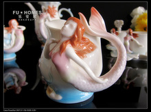 2015 new coffee tea sets 16pcs set with nice mermaid drinkware sets free shipping