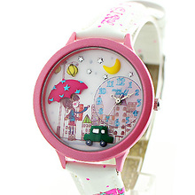 Nuevo Mini palabra cuarzo DIY 3D de la muchacha linda ciudad arcilla del polímero relojes mujeres Girl Dress reloj Brithday regalo del Festival MN103