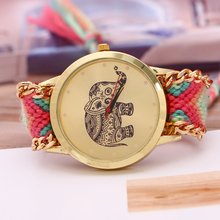 2015 New fashion national wind Elephant pattern  exquisite handmade woven women dress watches bracelets quartz wristwatches