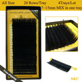 4pcs set All size 7 15mm MIX in one tray 20rows tray mink eyelash extension natural