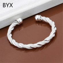 Hot fashion silver plated luxury twisted bangles for women fashion jewelry party accessories femme gifts wholesale YXNE0470