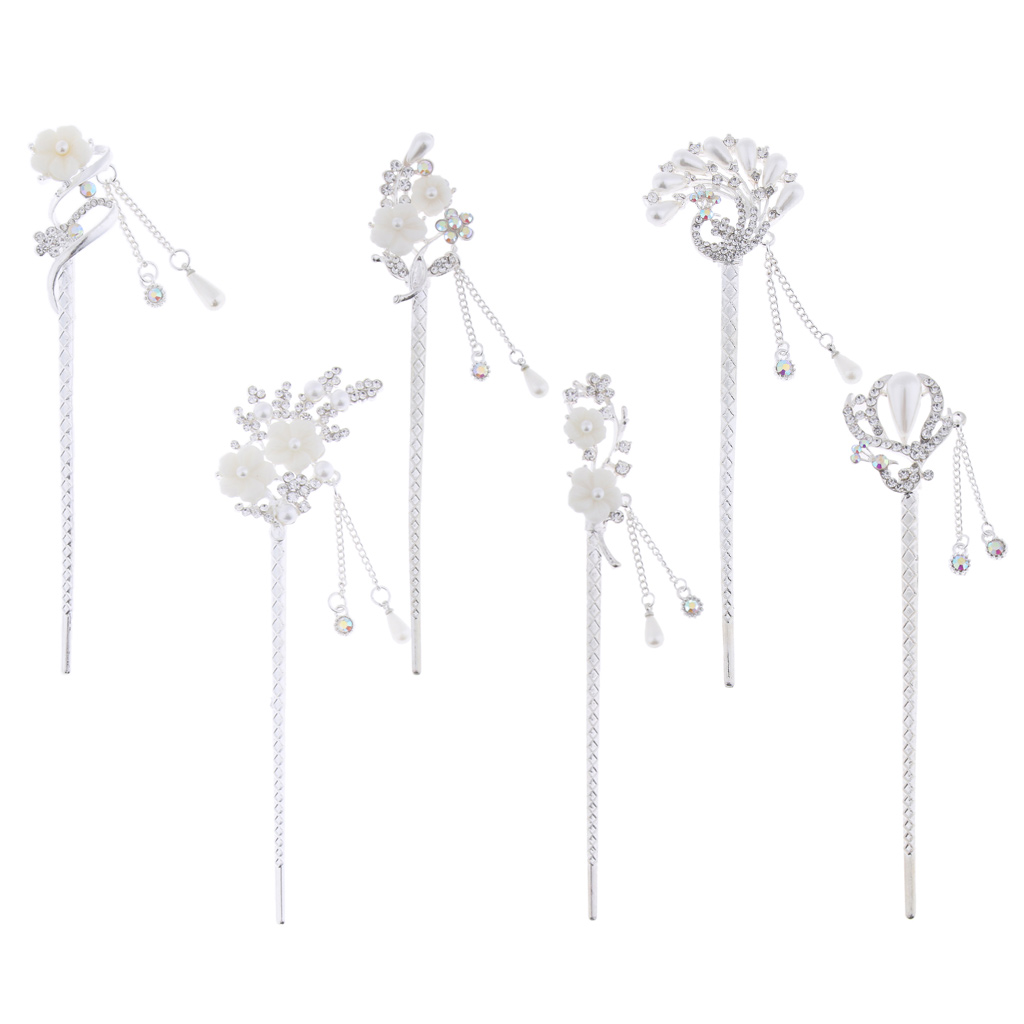 Fityle Flower Hair Stick Chopstick Bun Holder Metal Hairpin