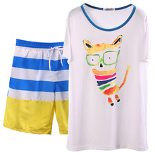 Summer song Riel couple cartoon short sleeve pajamas comfortable tracksuit suits men and women outer wear