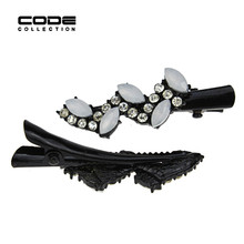 Gun Black Hairgrips Fashion Hair Accessories for Women Handmade Barrette Hair Jewelry Long Duck Clip Rhinestone Hair Pins