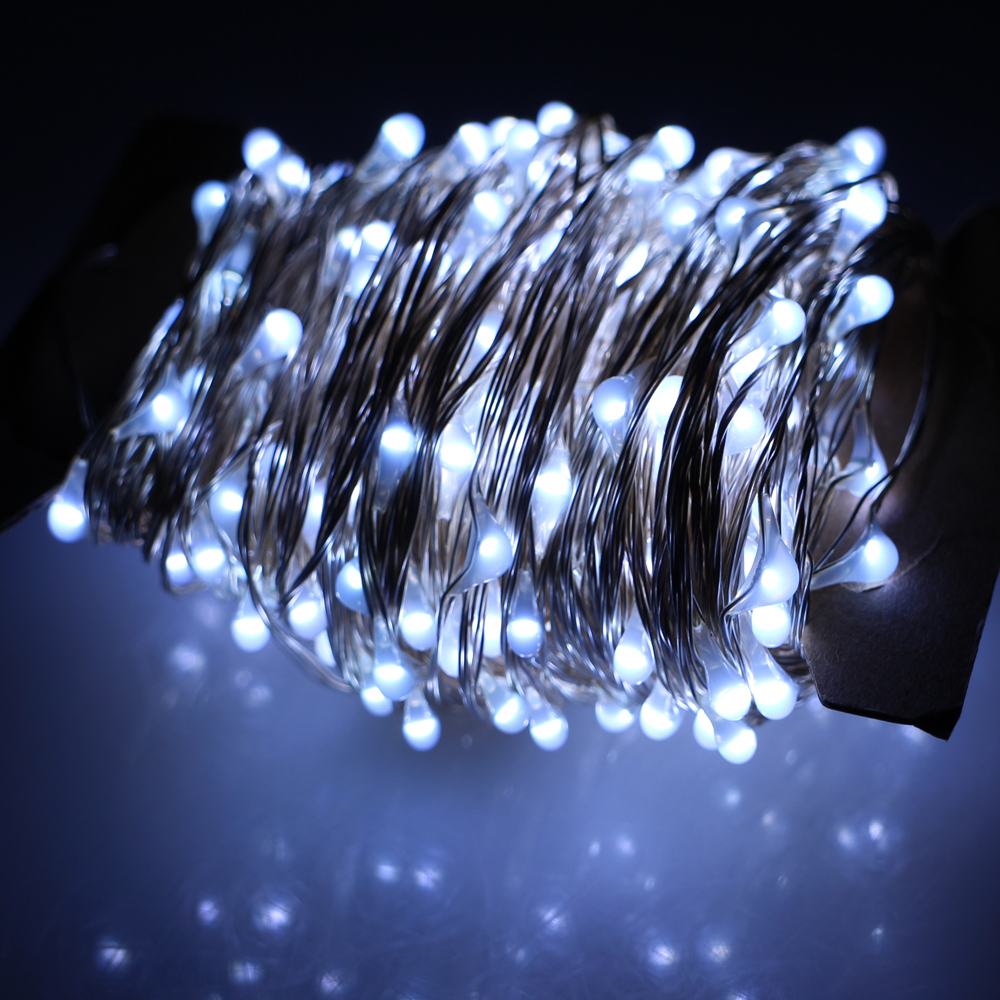 30m 300LEDs Outdoor Christmas Fairy Lights Warm White Silver Wire LED String Lights Starry Light ...