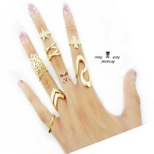7 pcs per set Fashion Rings for Women stars clovers cross female Mid Finger Knuckle Ring