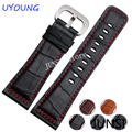 Quality Genuine Leather Watch band 28mm For Mens Replacement Leather Strap Luxury Fine Steel Buckle