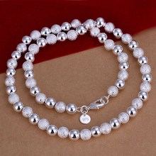 8MM sanding beads silver plated Necklace Fashion Jewelry