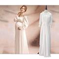 Maternity Photo Shooting For Photo Shoot Chiffon White Lace Full Ankle Length best Quality Craftsmanship Suitable