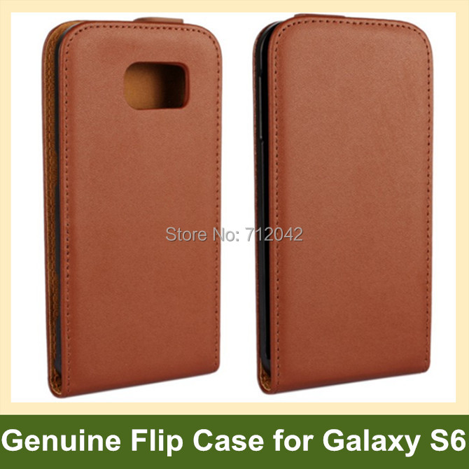 Genuine Leather Flip Cover Phone Case for Samsung Galaxy S6 G9200 SM-G920F with Magnetic Snap 200pcs/lot Free Ship