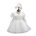 Newborn Baby girl Christening Gowns Dresses Cotton Ivory 3 piece for First Communion Birthday Dresses Girls