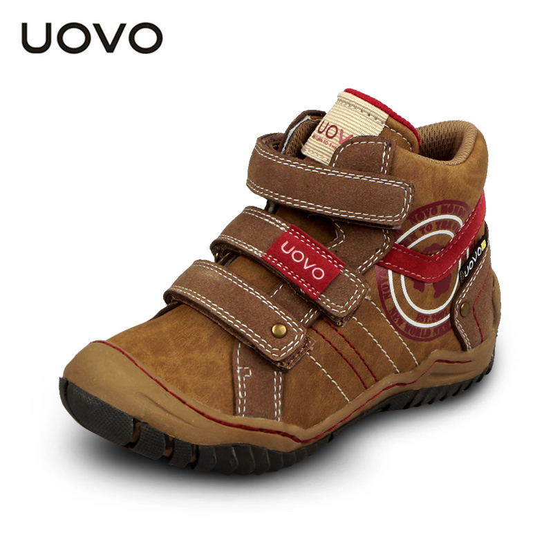 UOVO mid-cut velcro children boys sport shoes outdoor shoes casual leather shoes for boys size 28-35 2 colors