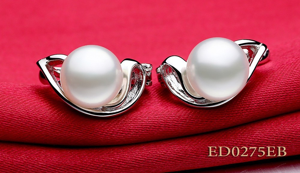 Christmas special promoti fresh water pearl sterling silver english locks women\'s stud earrings best femal gift jewelry