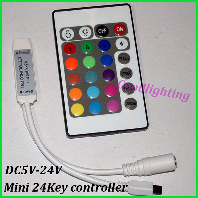 Гаджет  Free shipping 10pcs/lot DC5V-24V 24Key Wireless RF Remote RGB LED Controller Mini LED Strip Dimmer for LED Strip None Свет и освещение