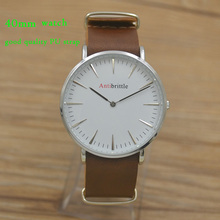 fashion dress quartz nylon man watch woman 40mm waterproof PU steel real leather band silver antibrittle