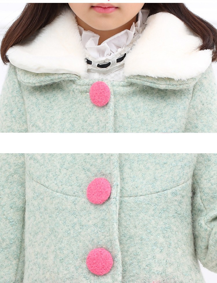 2015 new fashion mother and daughter winter clothing girls wool winter coats long pockets bow long sleeve kids autumn winter blends jackets warm 6 7 8 9 10 11 12 13 14 15 16 years old kids little big girls autumn children wool clothes (6)
