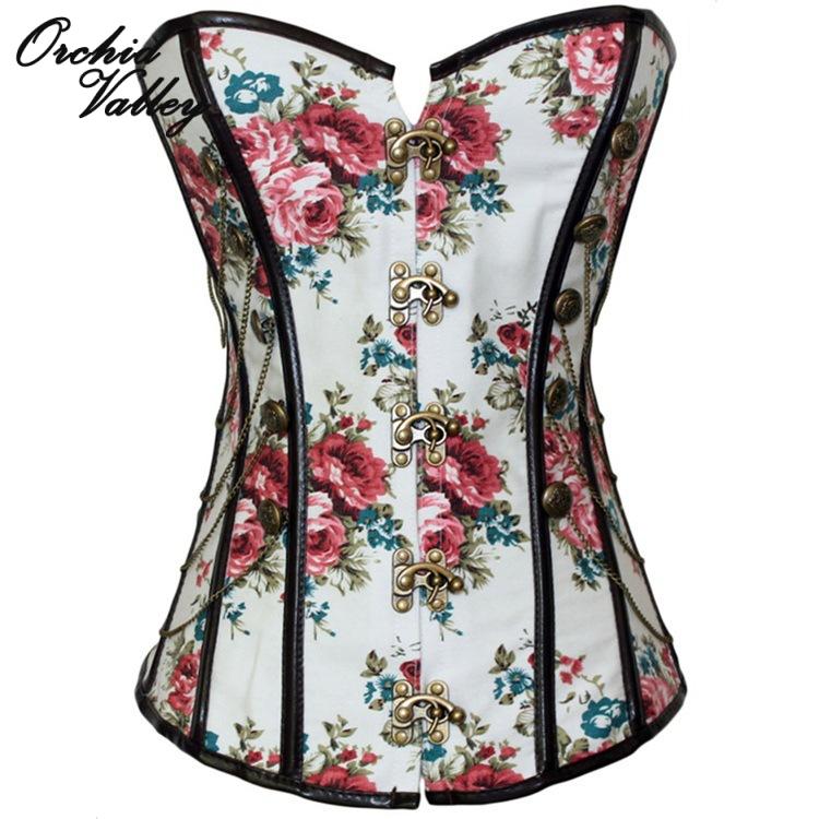 Women Spiral Steel Bone Steampunk Clothing Ring Buckle Shoelace Push Up Bustiers Top Gothic Sexy Overbust