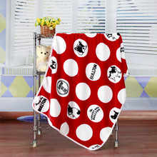 100x72cm Coral Fleece Warm Cute Cartoon Bull Terrier Printed Dog Cat Bed Cover Mats House Soft Sleep Blankets Pet Accessories