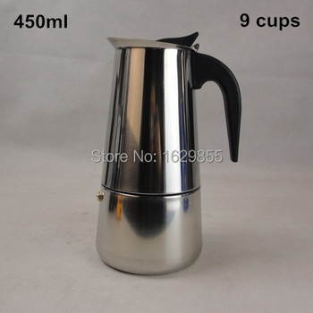 9 Cup / 450 мл нержавеющая сталь мока эспрессо латте перколяторе плитой кофе горшок