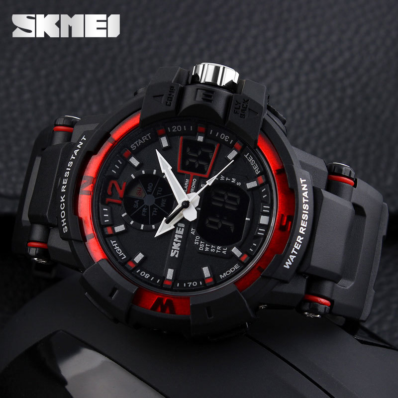 Reloj Hombre Skmei Red Color Mens Sports Watch Shock Resist Army Military Watch LED Digital Watch