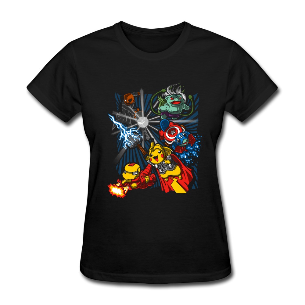 Creat-Own-100-Cotton-T-Shirt-Women-pokemon-pikachu-superman-batman