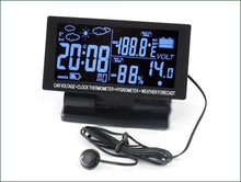 Display LCD de coches reloj con higrómetro Digital para vehículos previsión meteorológica termómetro, Digital termómetro higrómetro de coches voltaje